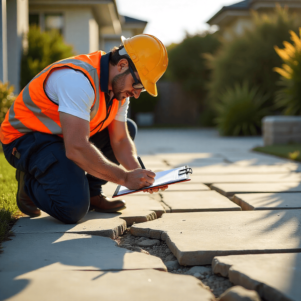Paving Assessment Northern Beaches – Professional Tradesman Inspecting Damage